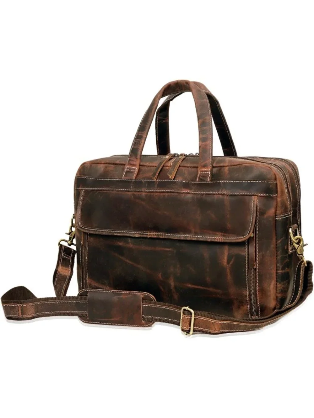 Handcrafted Full Grain Leather Briefcase for Men - Stylish Laptop Bag with